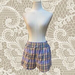 Vintage pastel plaid cotton shorts